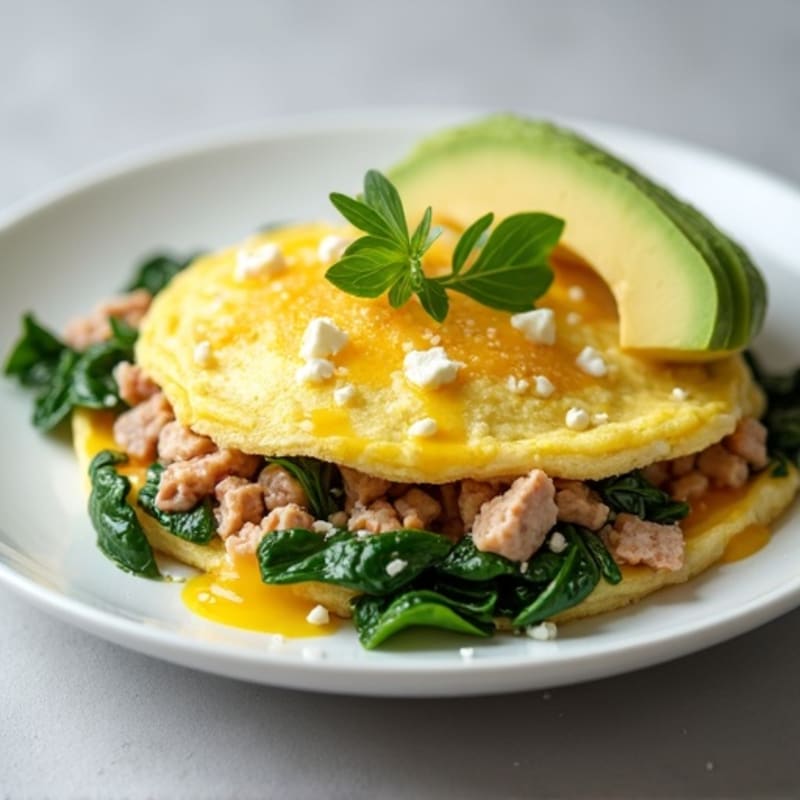 Egg White Omelette with Turkey Breast and Spinach