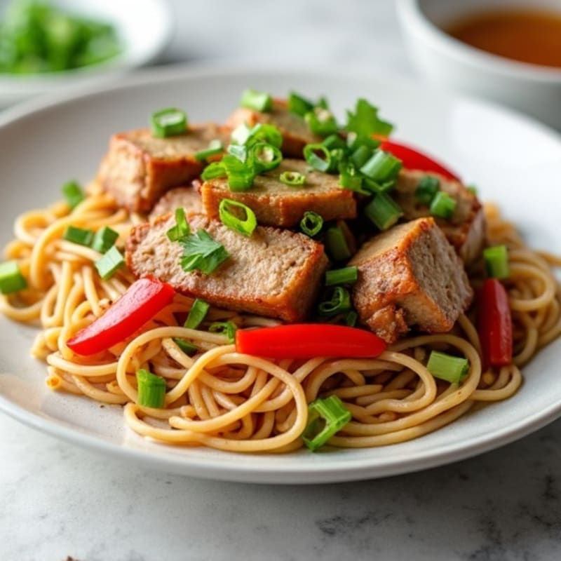 Tender Pork Stir-Fry with Noodles and Fresh Vegetables