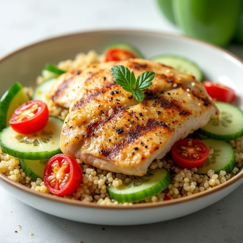 Grilled Chicken and Quinoa Salad with Crunchy Vegetables