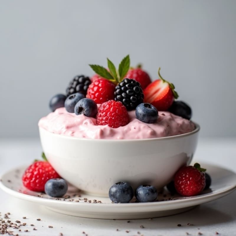 Silky Greek Yogurt Protein Mousse with Berries