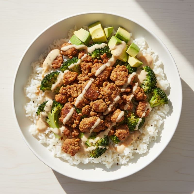 Pan-Fried Beef & Broccoli Rice Bowl