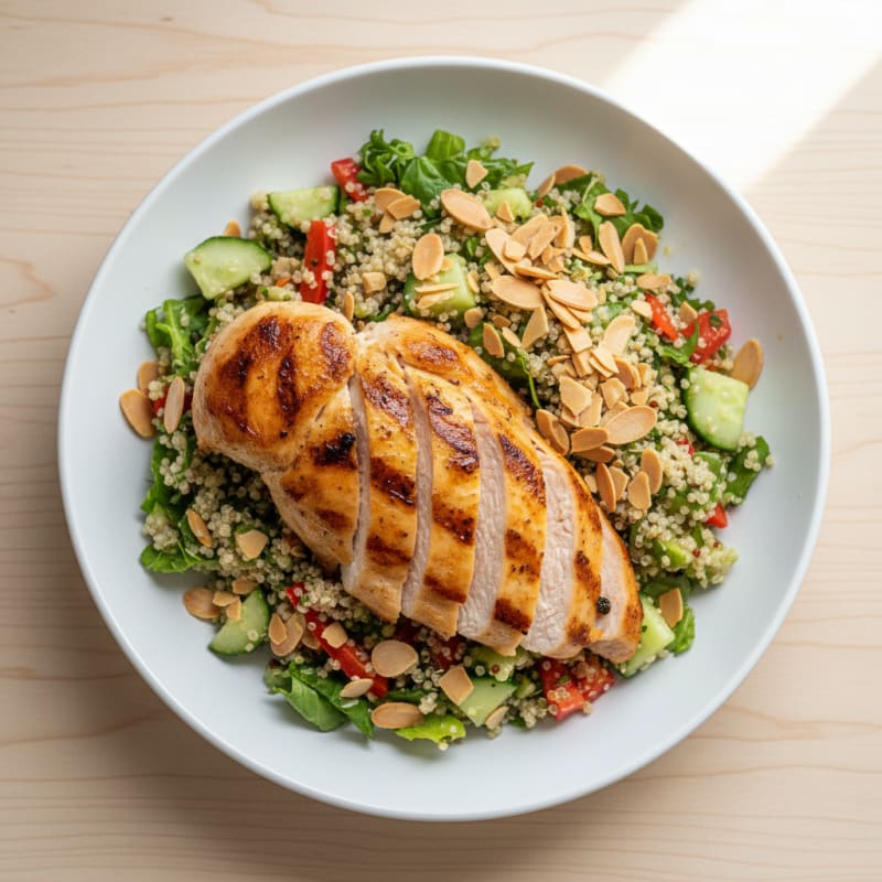 Grilled Chicken Breast with Crunchy Quinoa Salad
