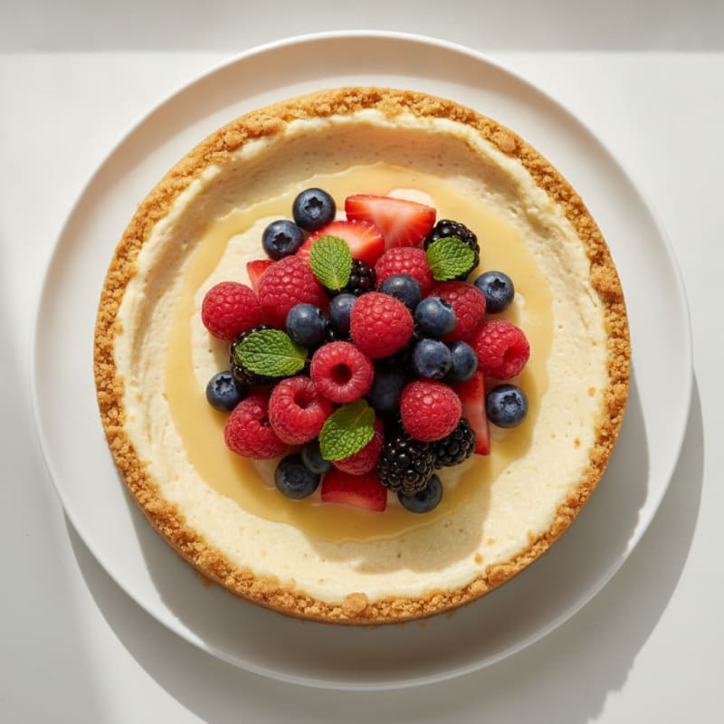 Greek Yogurt Protein Cheesecake with Fresh Berries