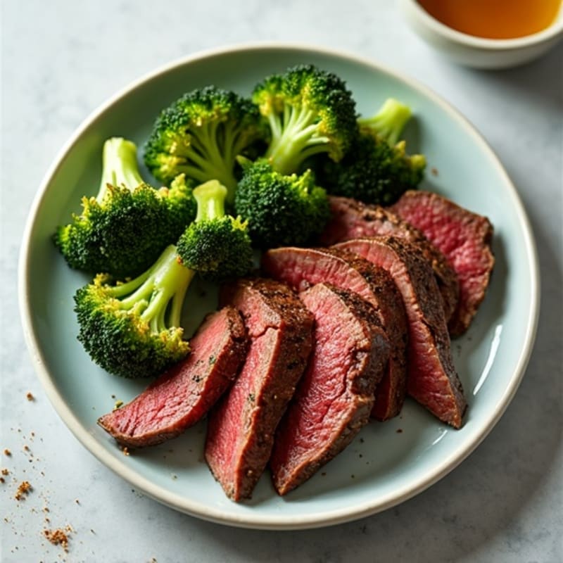 Seared Lean Beef Strips with Roasted Broccoli