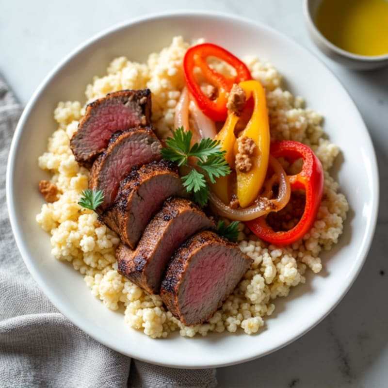 Lean Sirloin Philly Steak Bowl with Bell Peppers