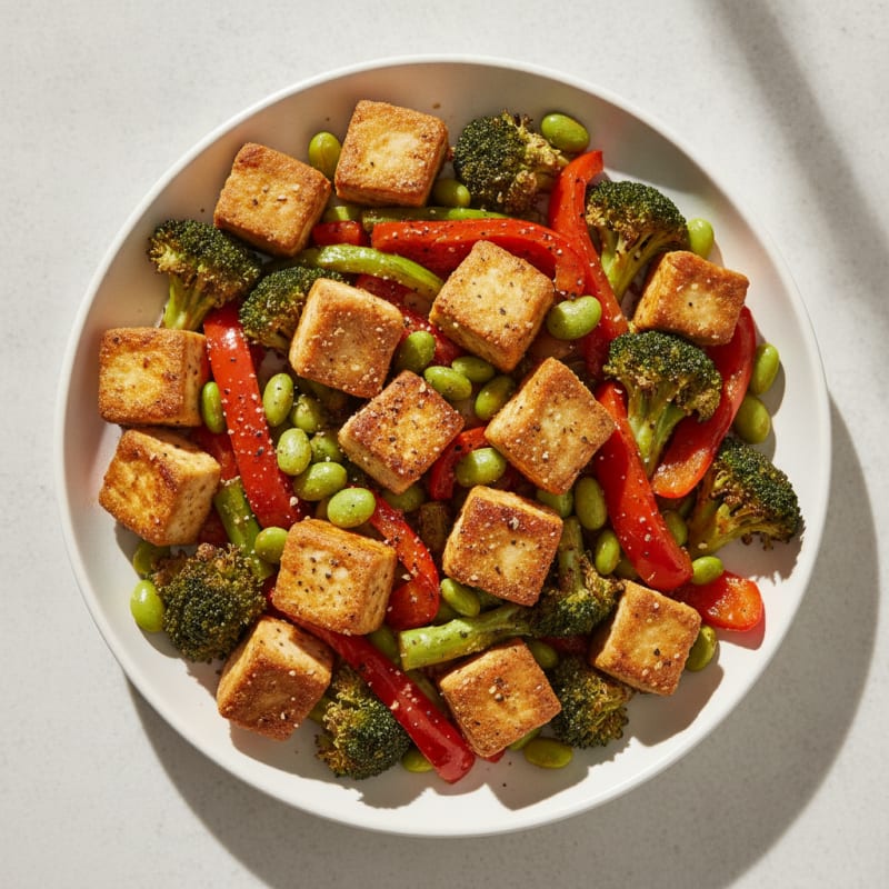 Pan-Seared Tofu with Roasted Vegetables