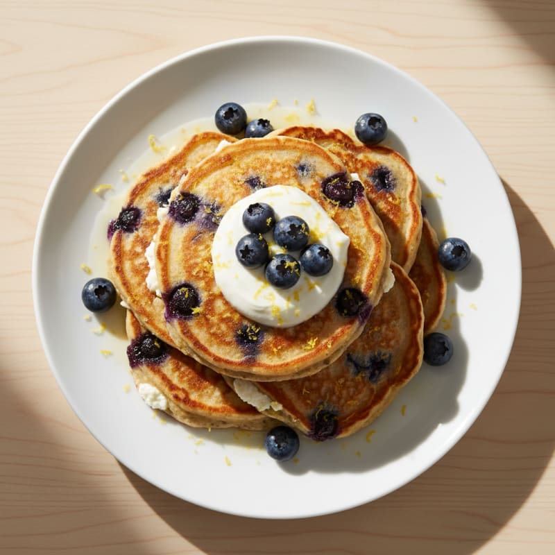 Blueberry Ricotta Pancakes with Lemon Zest