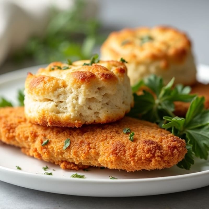 Crispy Baked Chicken with Fluffy Herb Drop Biscuits
