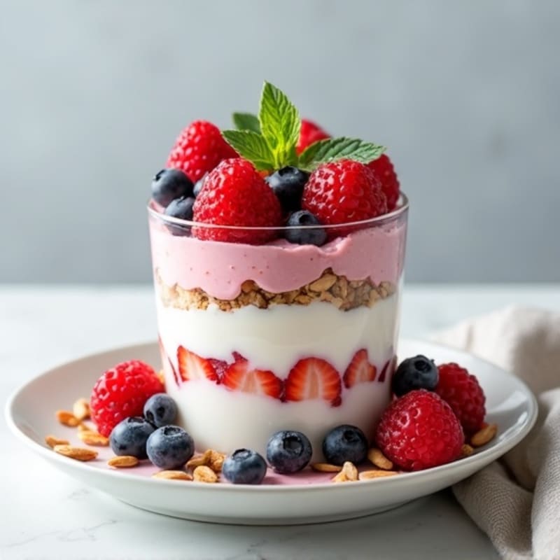 Greek Yogurt Protein Parfait with Mixed Berries