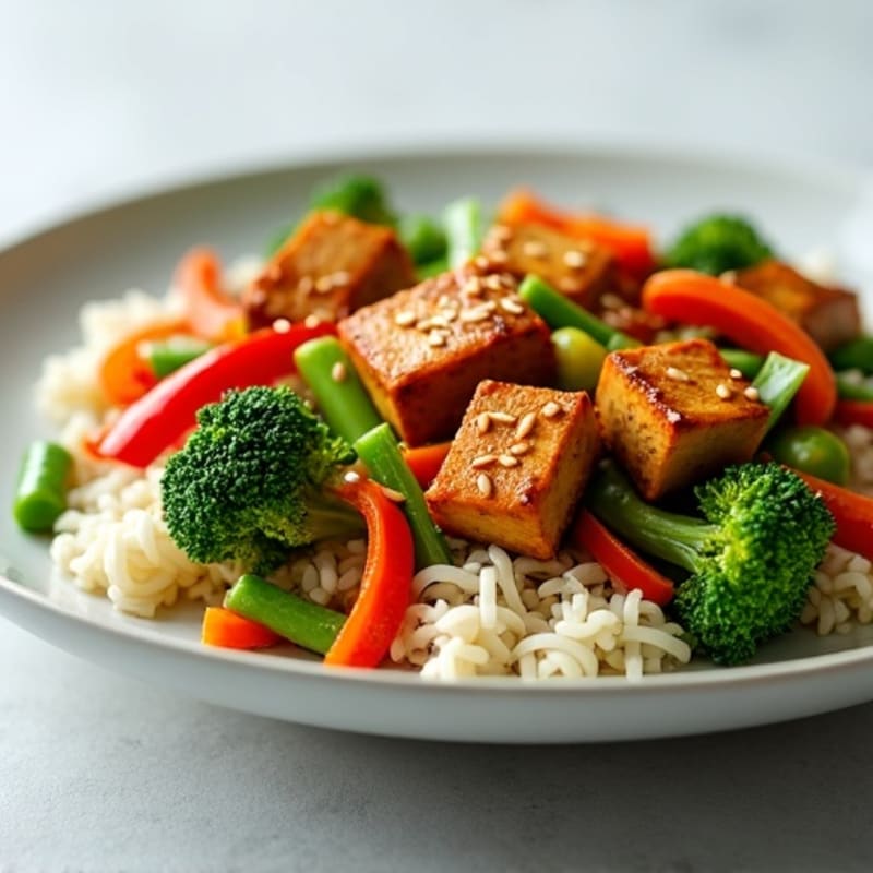 Crispy Sesame Tofu Stir-Fry with Fresh Vegetables