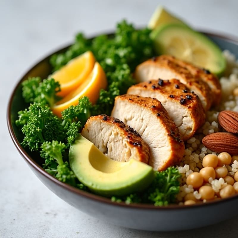 Crunchy Avocado Kale Bowl with Citrus Vinaigrette