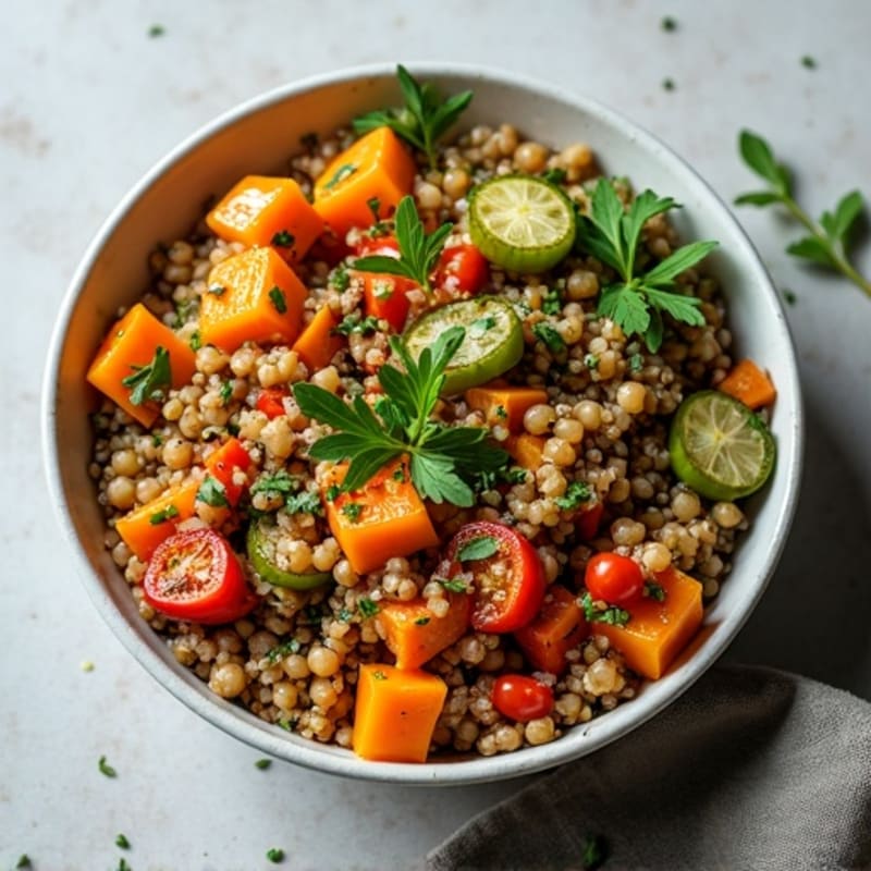Lentil and Roasted Vegetable Bowl with Herbed Quinoa