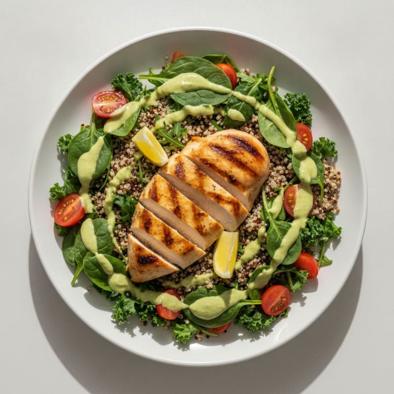 Grilled Chicken and Quinoa Salad with Fresh Greens