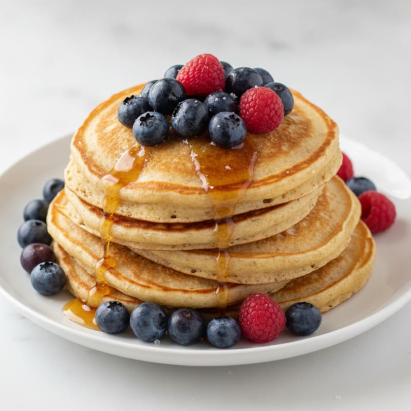 Fluffy Greek Yogurt 'Buttermilk' Pancakes with Berries