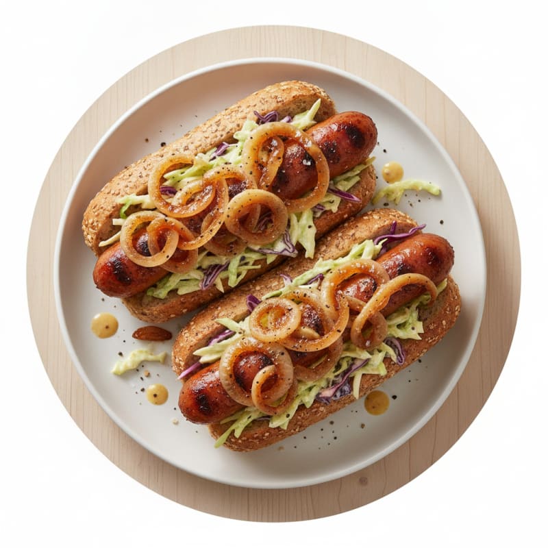 Grilled Chicken Sausages with Golden Caramelized Onions