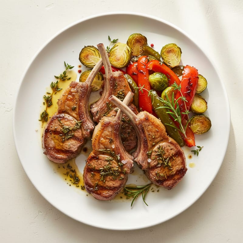 Herb-Marinated Lamb Chops with Roasted Vegetables