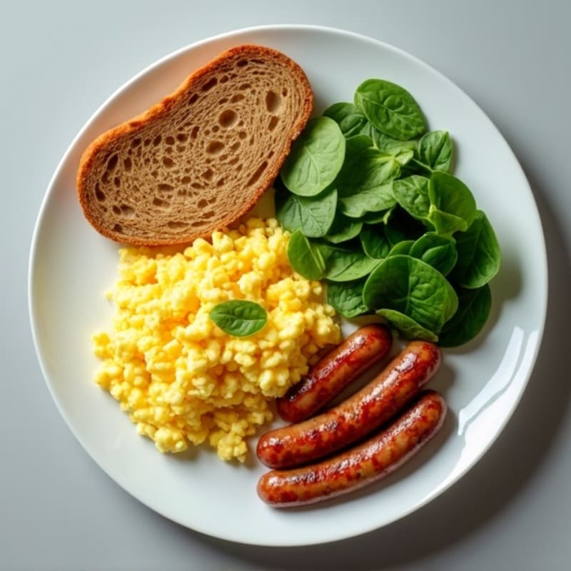Scrambled Egg Whites with Turkey Sausage and Spinach