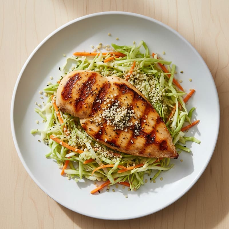 Grilled Chicken Breast with Crunchy Cabbage Slaw