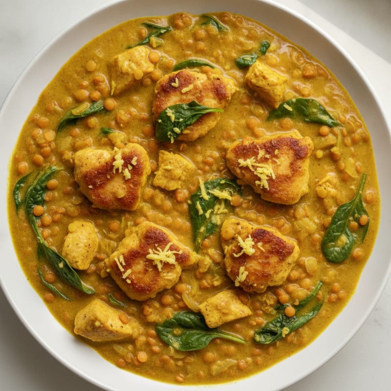 Creamy Coconut Red Lentil Curry with Chicken