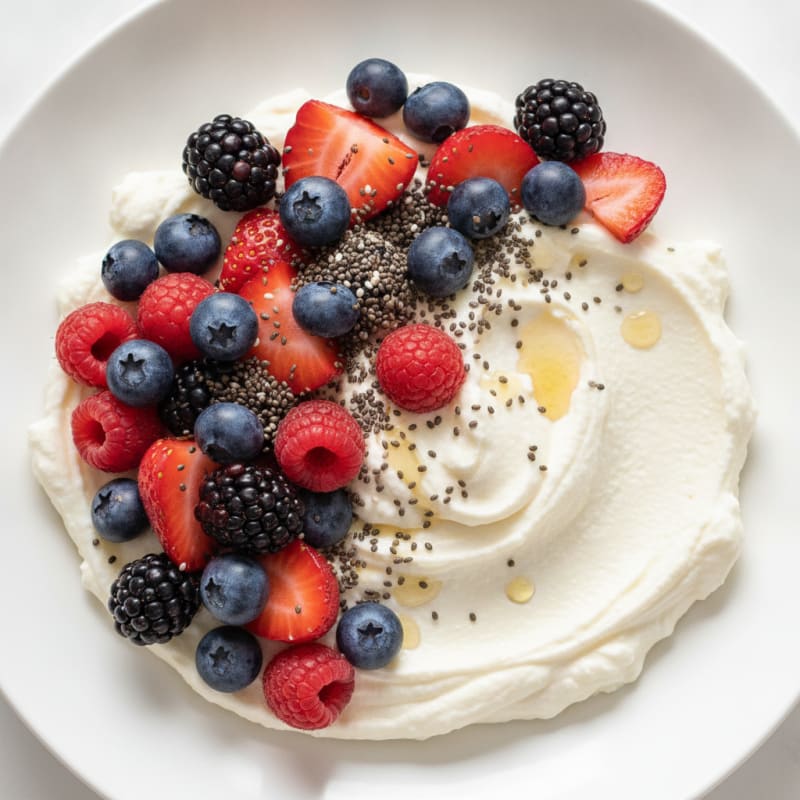 Creamy Greek Yogurt Protein Pudding with Mixed Berries