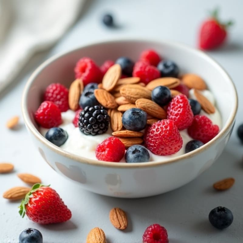 Greek Yogurt Protein Bowl with Mixed Berries and Almonds