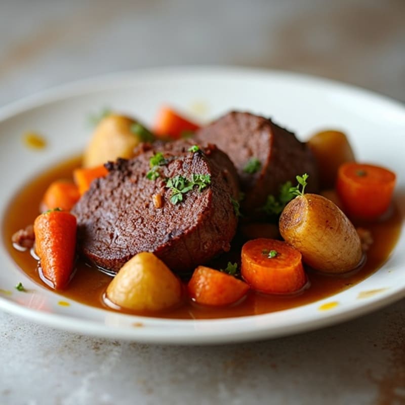 Slow-Cooked Beef Pot Roast with Roasted Root Vegetables