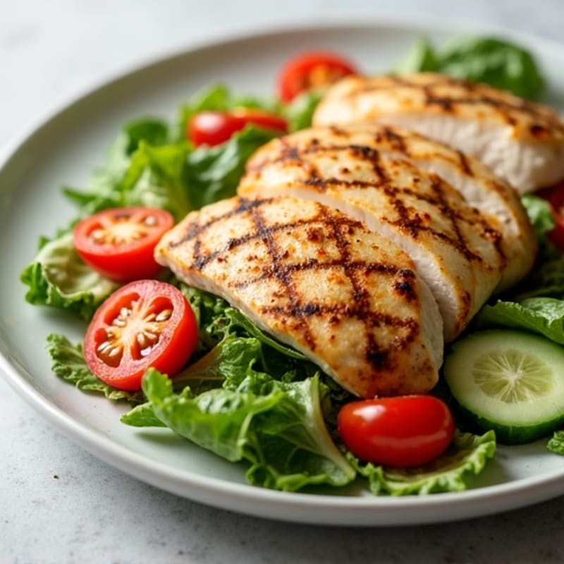 Grilled Chicken Breast Salad with Crunchy Mixed Greens