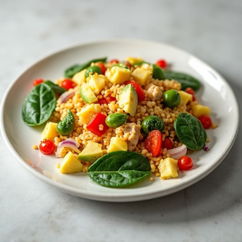 Egg White and Chicken Veggie Scramble