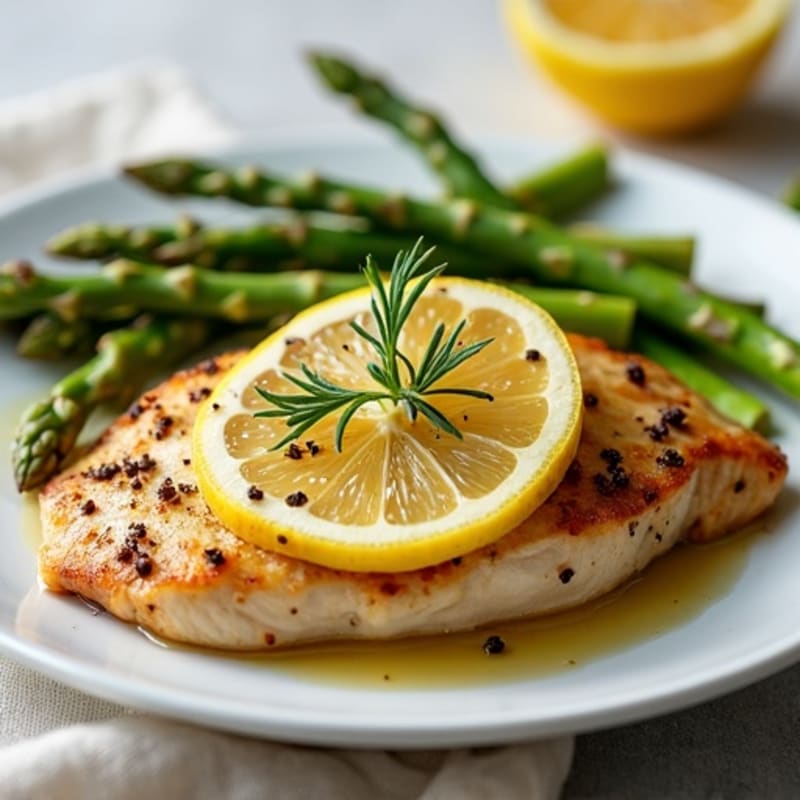 Lemon-Garlic Pan-Seared Chicken with Tender Roasted Asparagus