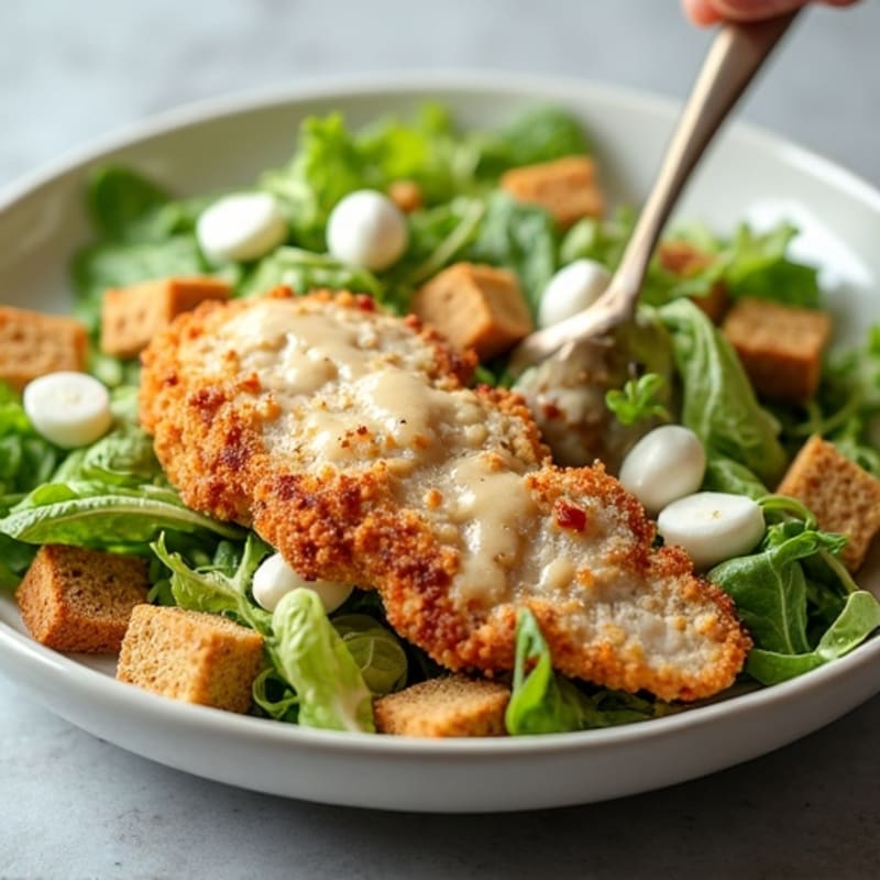 Crispy Chicken Caesar Salad with Creamy Garlic Dressing