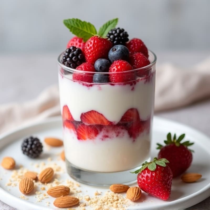 Greek Yogurt Protein Parfait with Mixed Berries and Almonds