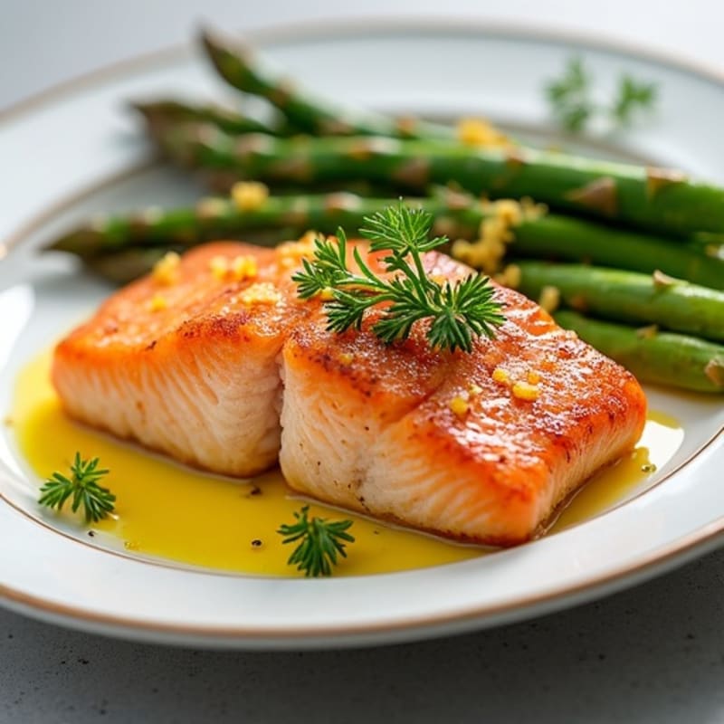 Crispy Pan-Seared Salmon with Roasted Asparagus