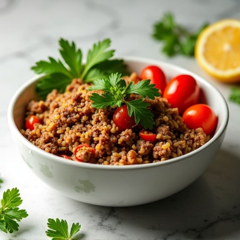 Lean Ground Beef and Brown Rice Bowl with Fresh Herbs