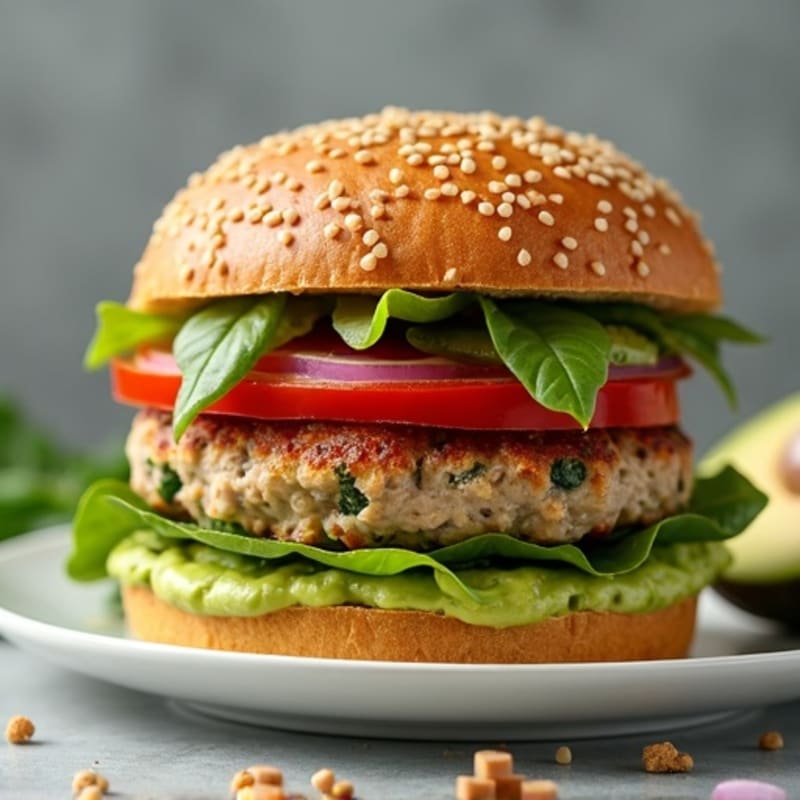 Lean Turkey Spinach Burger with Avocado Spread