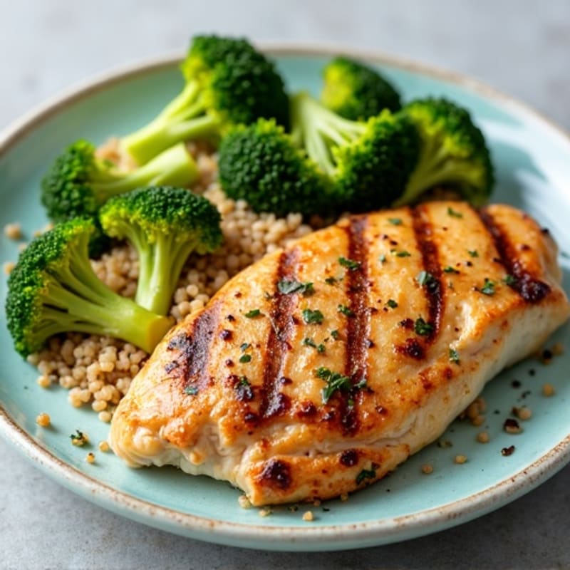 Grilled Chicken Breast with Quinoa and Steamed Broccoli