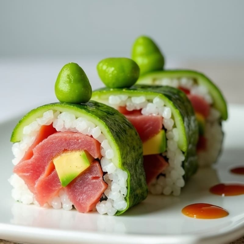 Fresh Tuna Avocado Roll with Cucumber