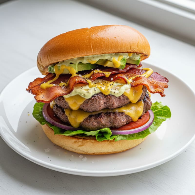 Crispy Double Bacon Cheeseburger Delight