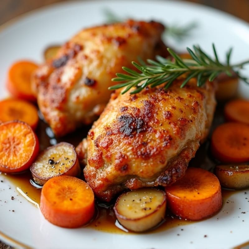 Crispy Baked Chicken Thighs with Roasted Root Vegetables