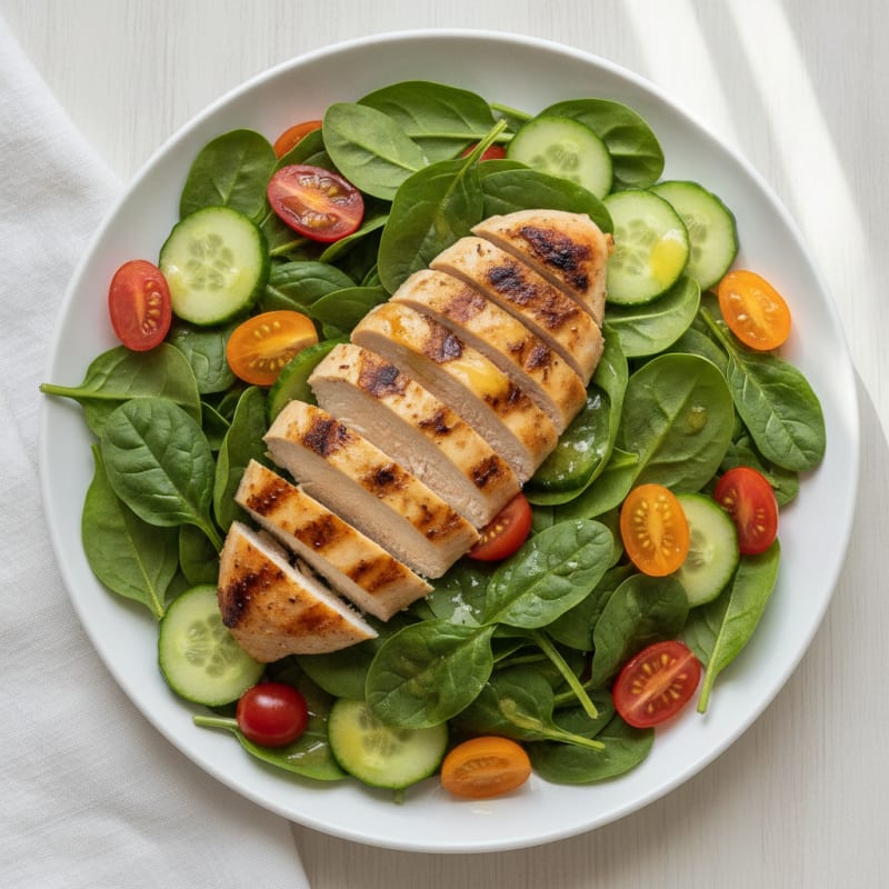 Grilled Chicken and Spinach Salad with Lemon Vinaigrette