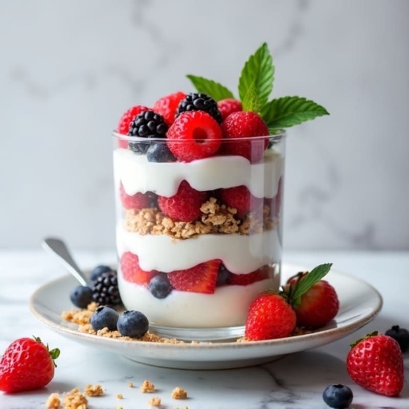 Greek Yogurt Protein Parfait with Mixed Berries
