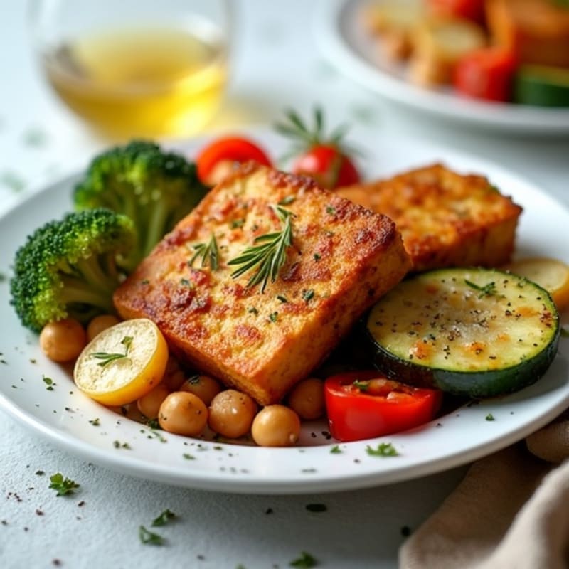 Crispy Baked Tofu with Roasted Vegetables