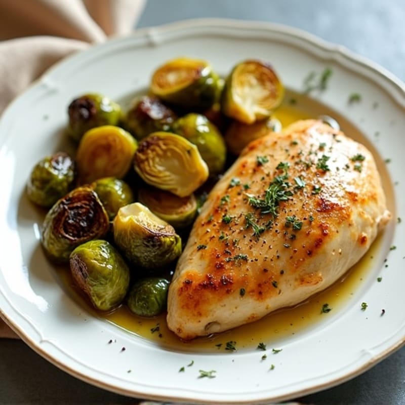 Lemon Herb Roasted Chicken with Crispy Brussels Sprouts