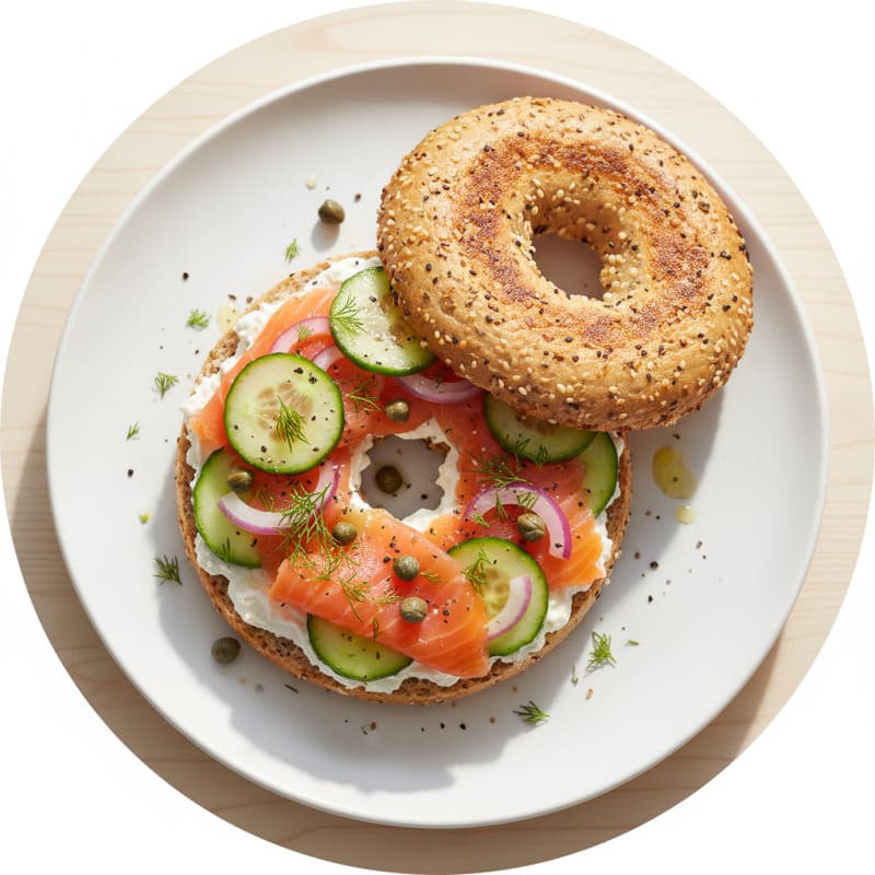 Smoked Salmon Everything Bagel Sandwich