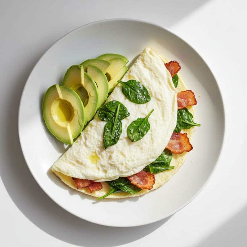 Egg White Omelette with Spinach and Turkey Bacon
