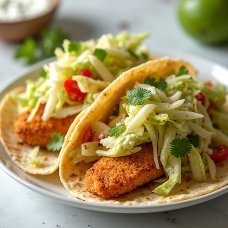 Crispy Baked Fish Tacos with Lime Slaw