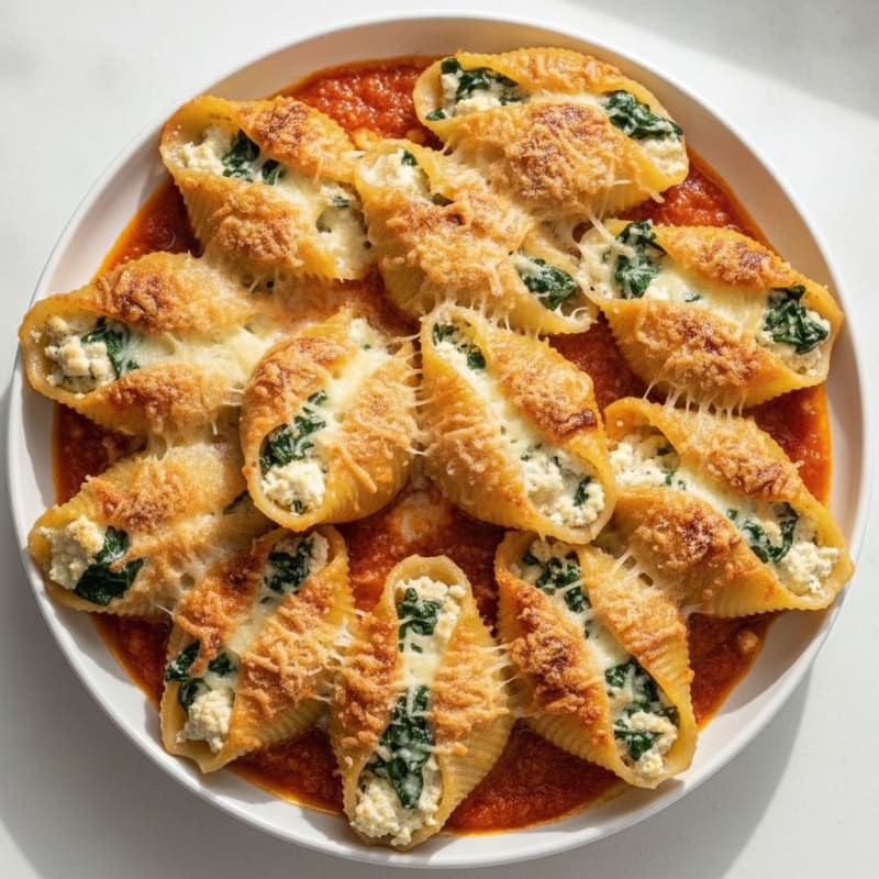 Baked Spinach Ricotta Stuffed Shells