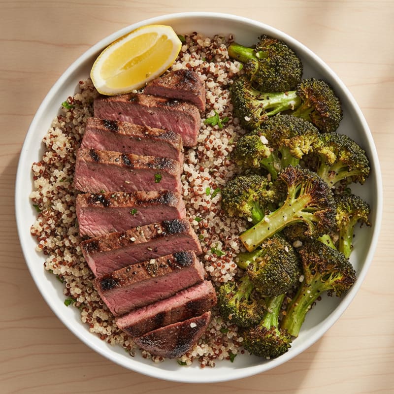 Grilled Steak and Quinoa Power Bowl with Roasted Broccoli