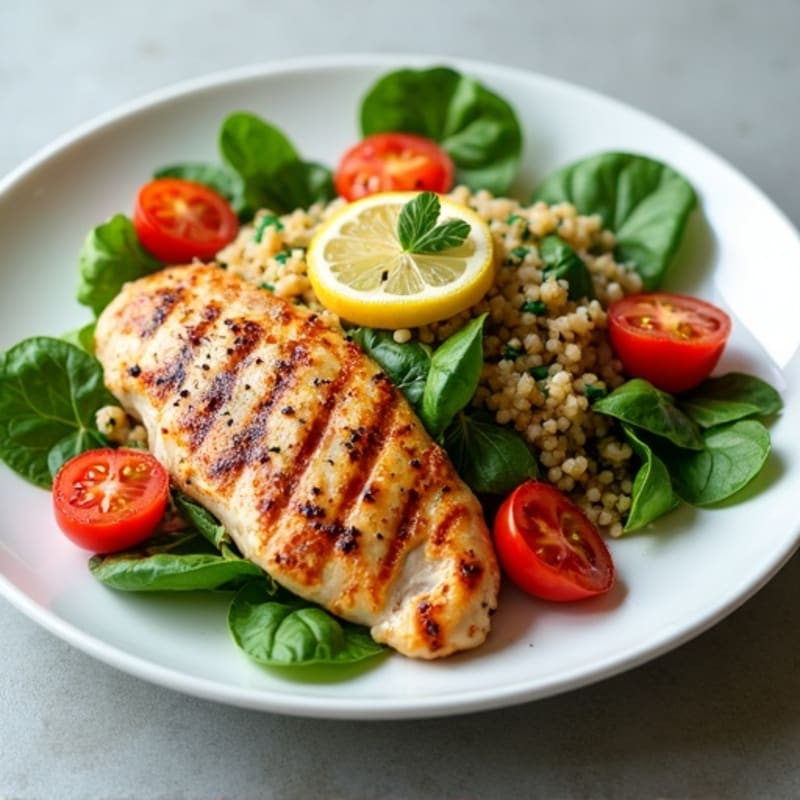 Grilled Chicken Breast with Spinach Quinoa Salad