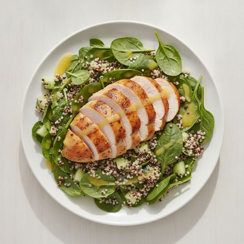Herb-Roasted Turkey Breast with Spinach and Quinoa Salad