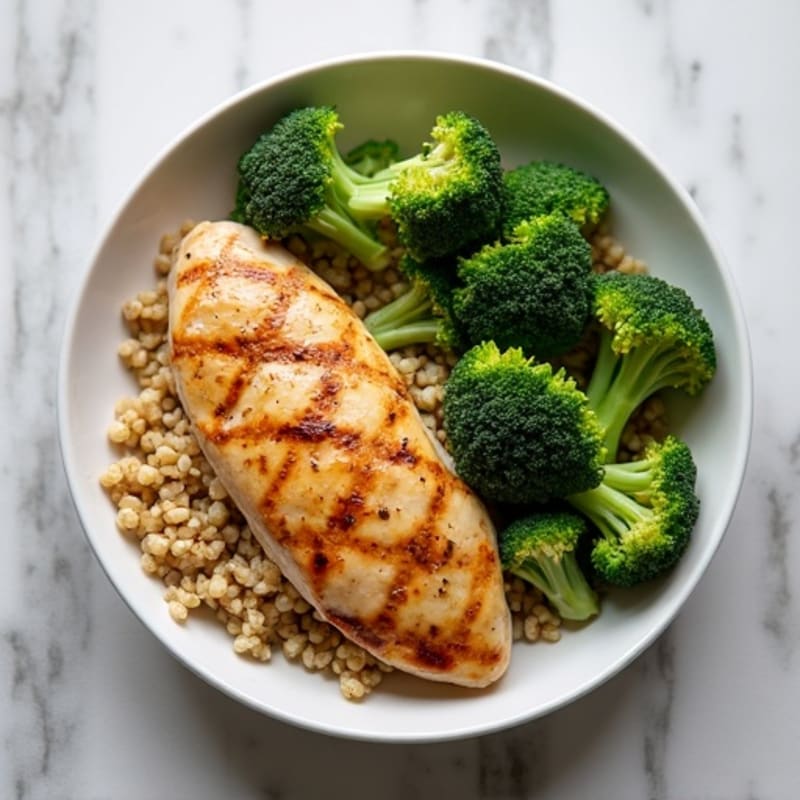 Grilled Chicken Breast with Roasted Broccoli and Quinoa